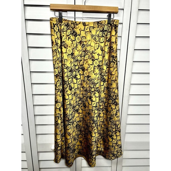 Anthropologie Current Air Harmony Metallic Snake Print Midi Skirt Size Medium - Picture 4 of 8